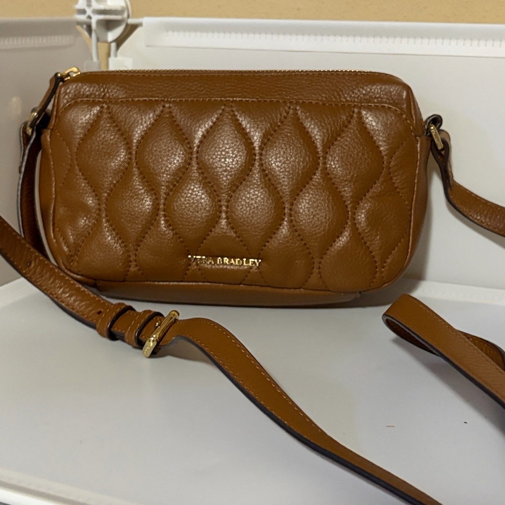 Vera Bradley Quilted Tan Crossbody Bag with Adjustable Strap